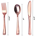 300 Plastic Silverware Set, Rose Gold Plates & Cutlery Set, Rose Gold Plastic Utensils